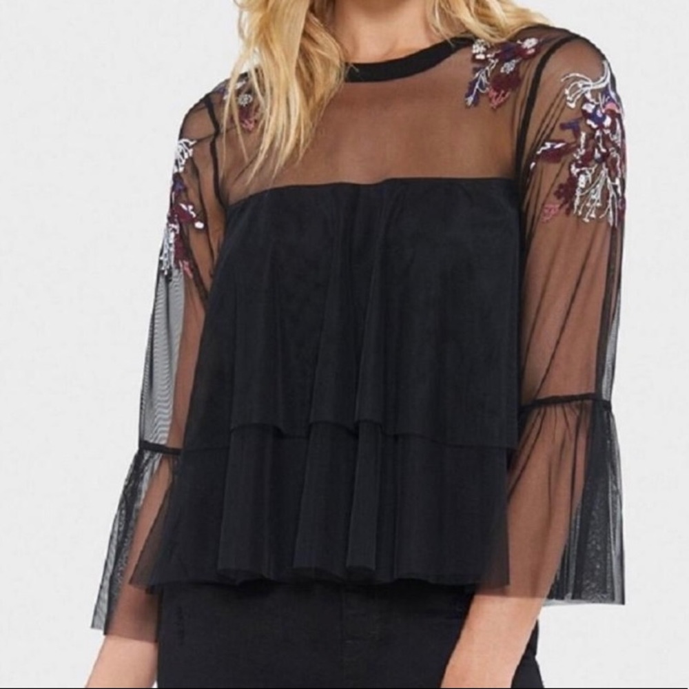 Willow & clay floral mesh  top